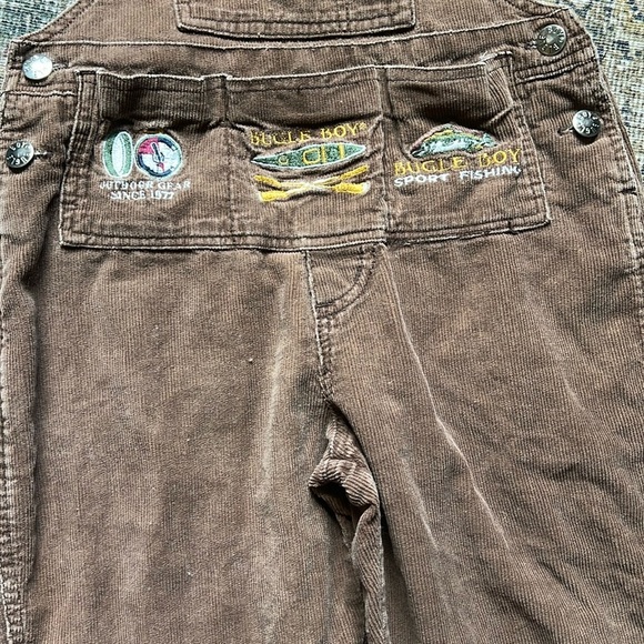 Bugle Boy Sport Fishing Corduroy Brown Kids Overalls - Picture 3 of 6